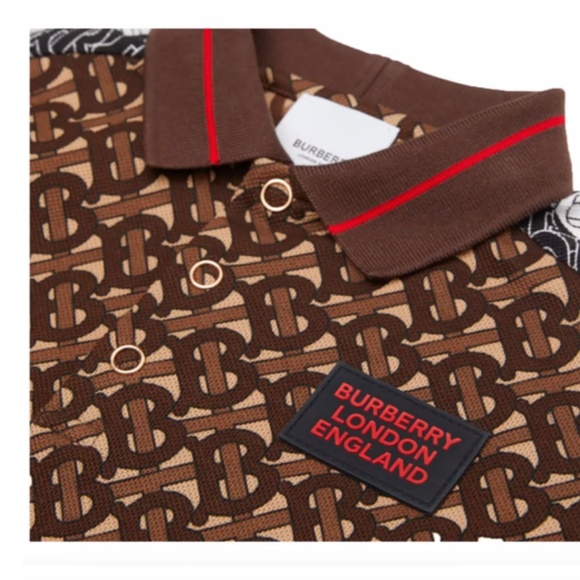 Burberry Kids monogram stripe print polo shirt - Picture 3 of 5